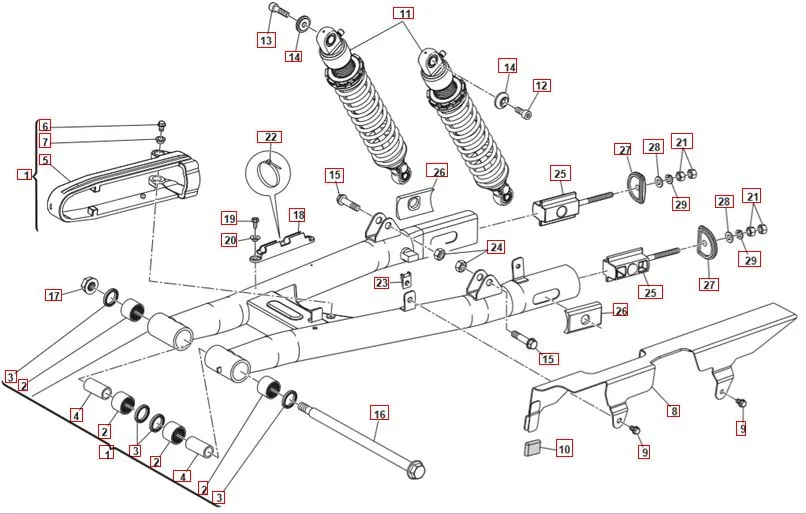 Ace of Spades 125 Euro 4 Hinterradschwinge Stoßdämpfer hinten