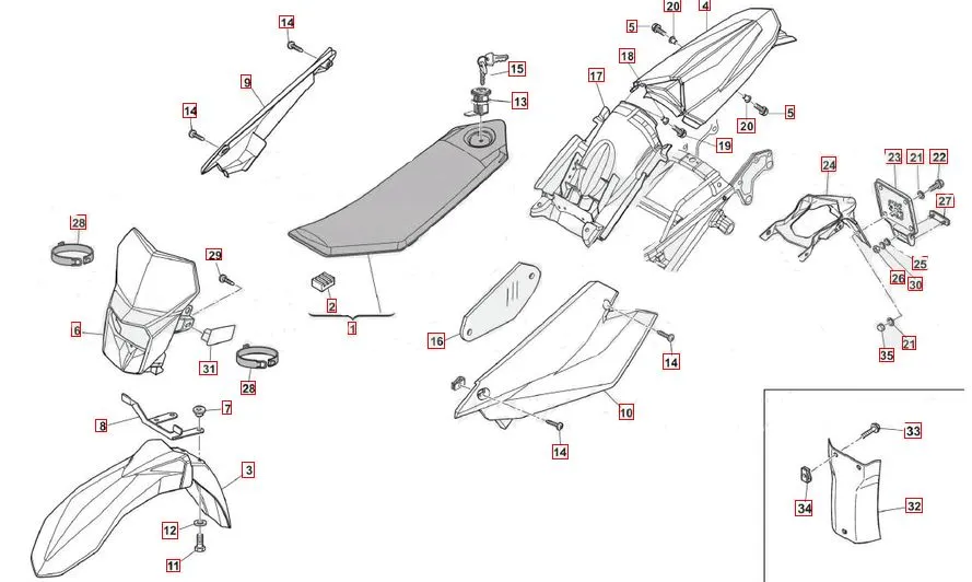 SWM RS125R Euro5 Verkleidungsteile