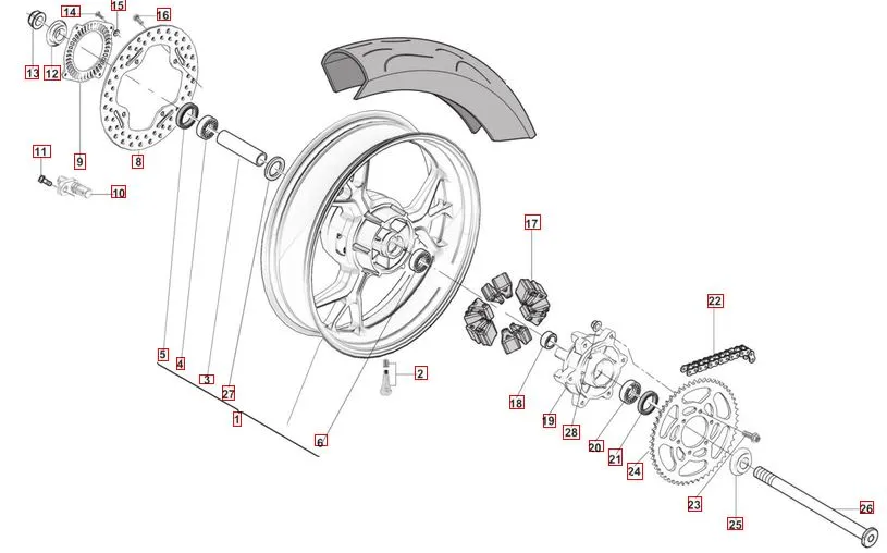 SWM SM125R Hinterrad