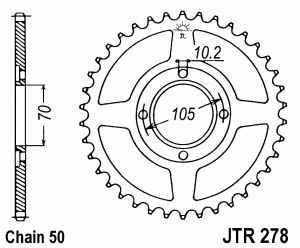 JT Kettenrad Stahl, Teilung 530, 278